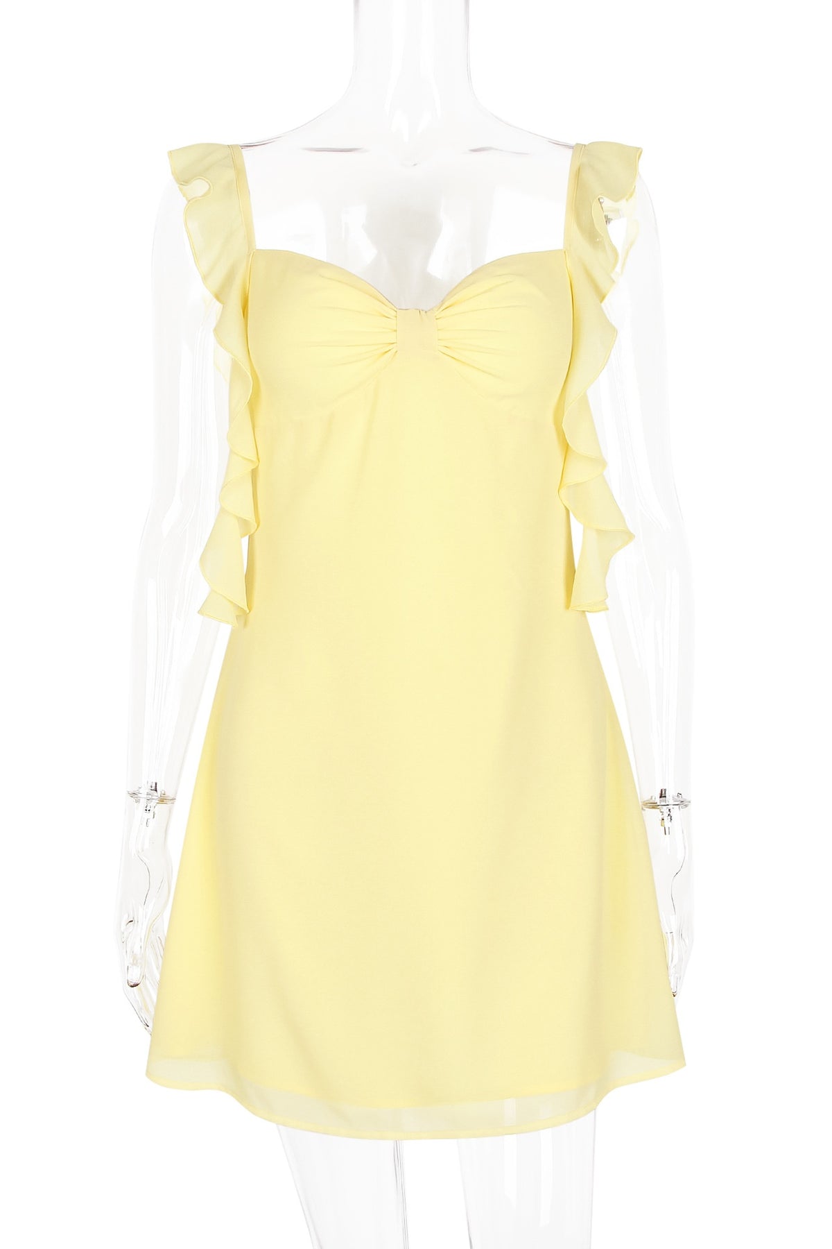 Ruffled Strap Pleated Bust Mini Dress