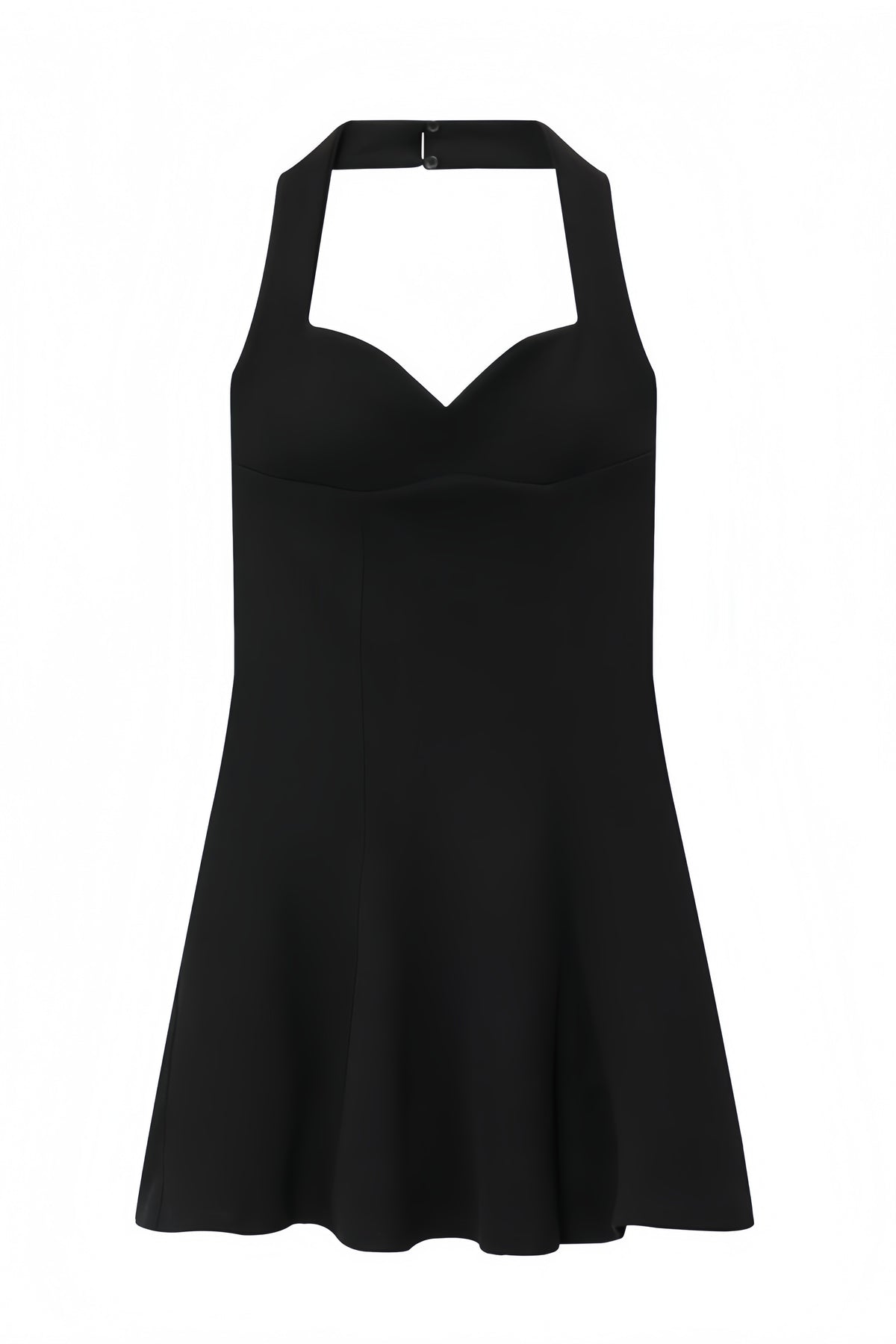 Black Halter Ruffle Hem Mini Dress