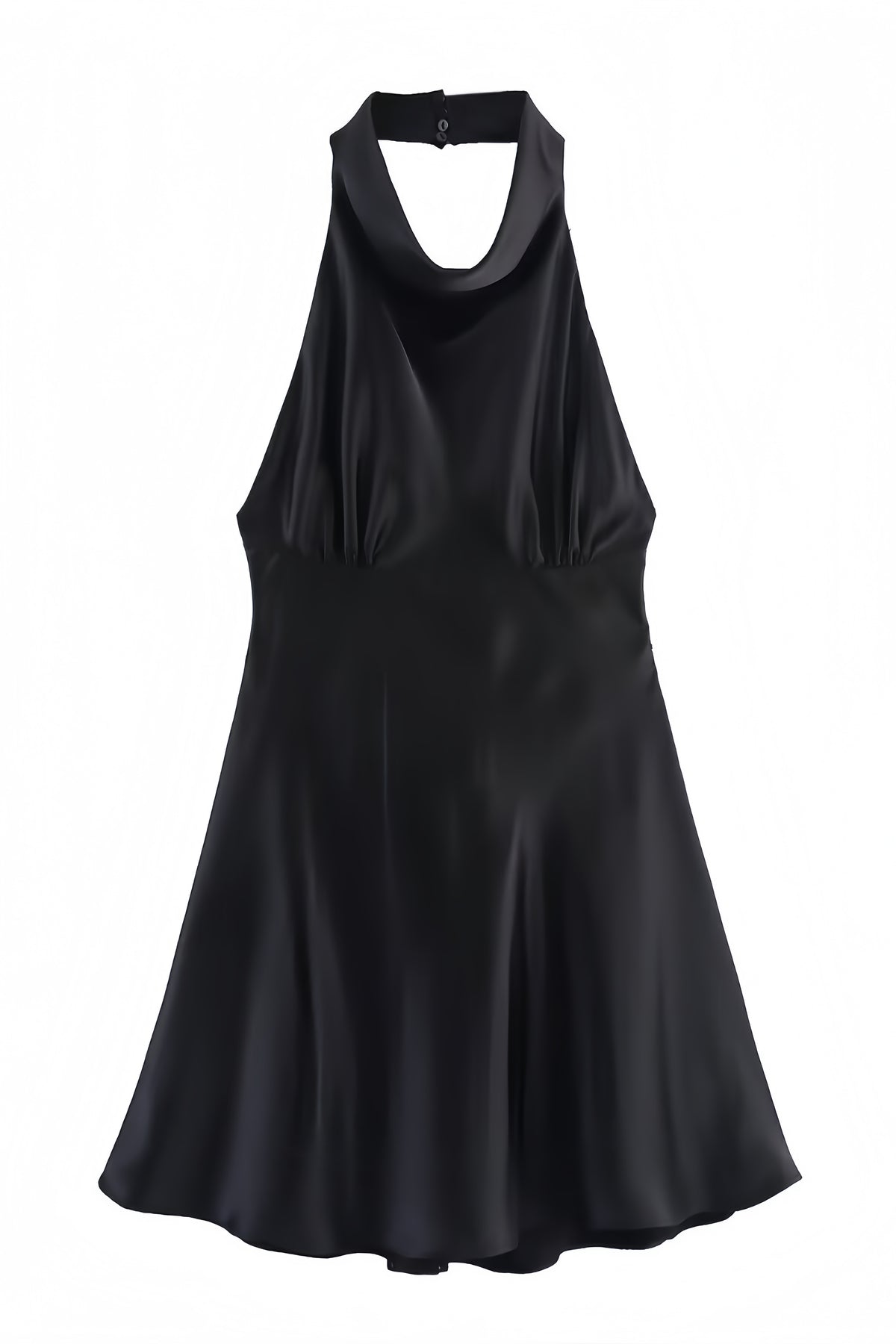 Black Bow Tie Strap Halter Mini Dress