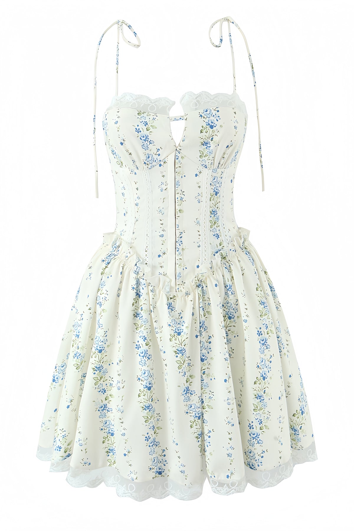 Floral Print Lace Mini Dress