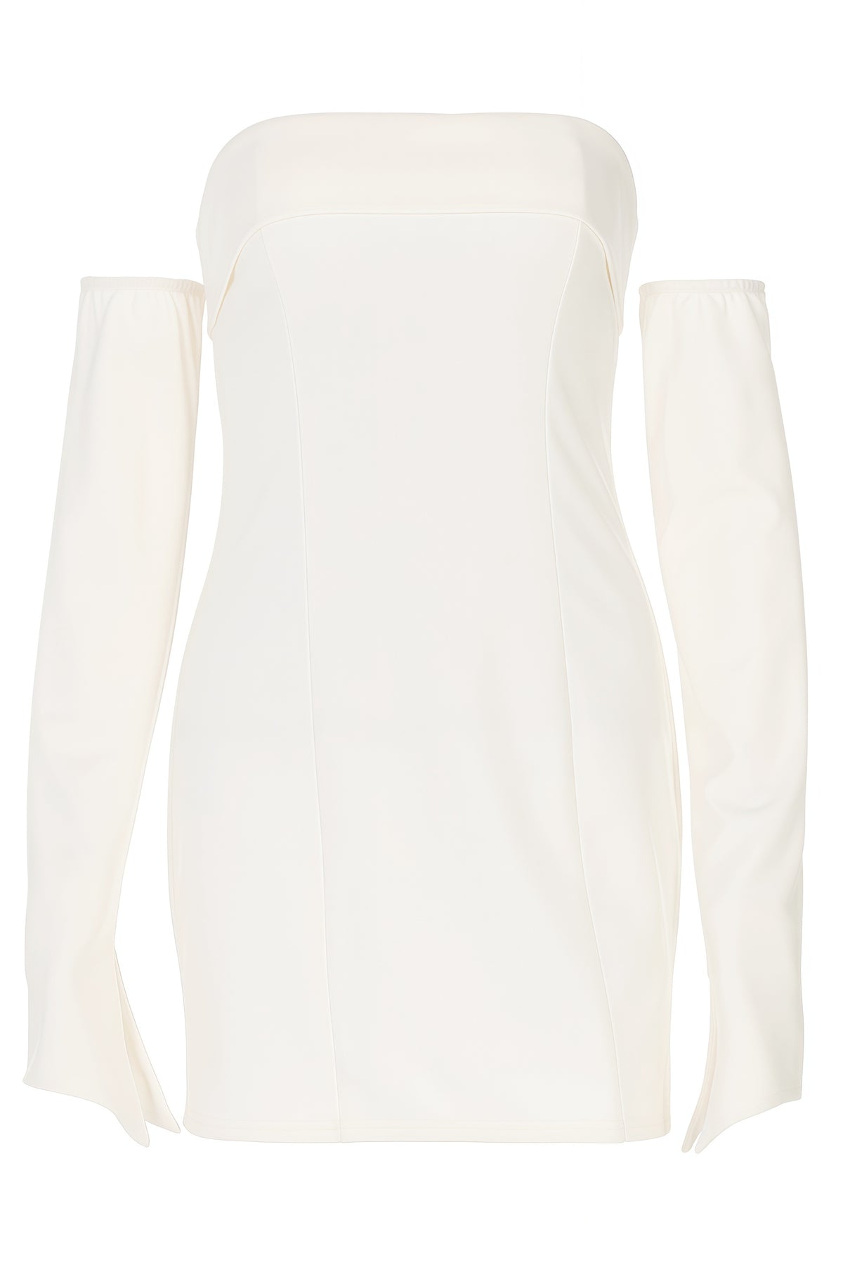 White Long Sleeves Strapless Mini Dress