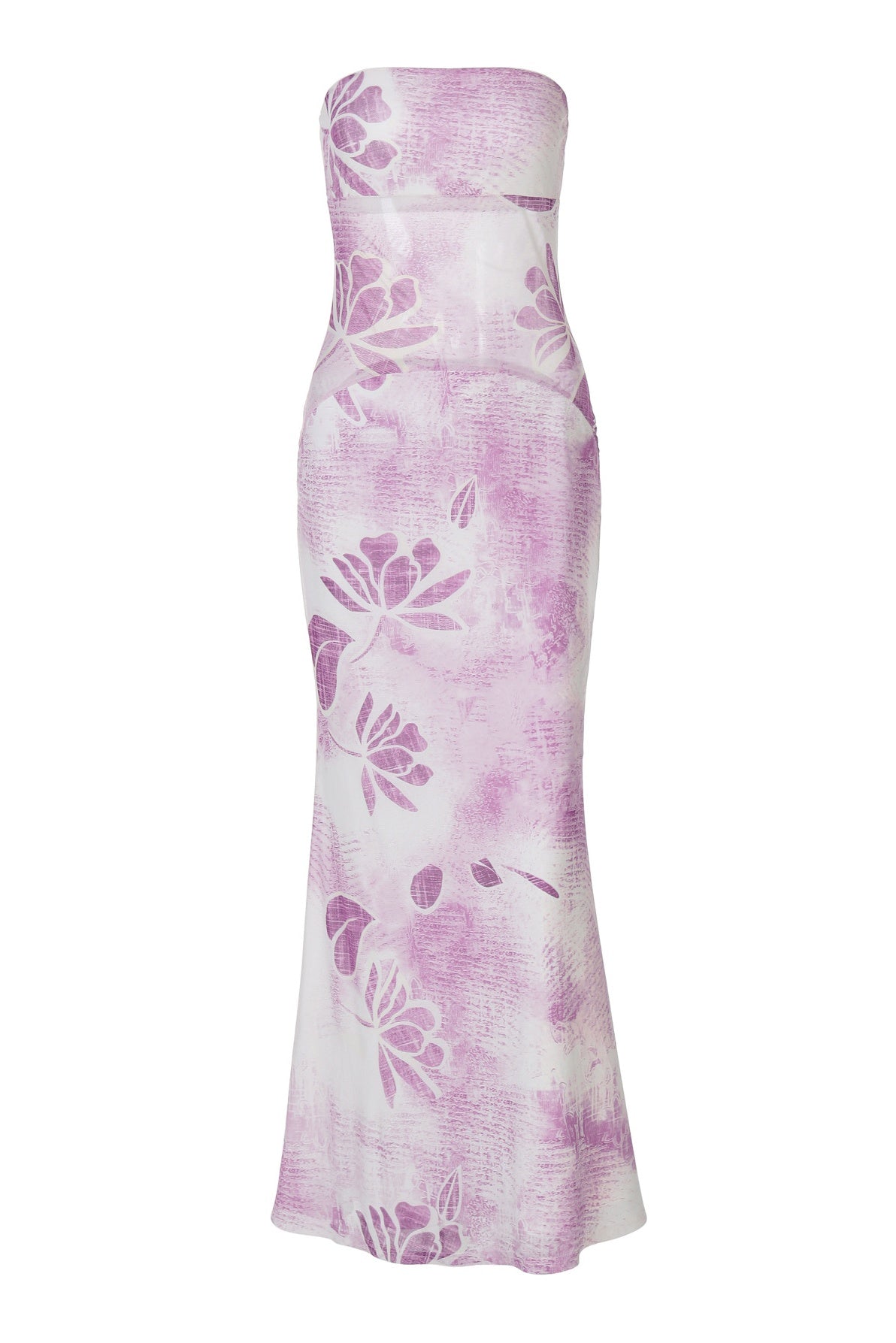 Light Purple Print Mermaid Long Dress