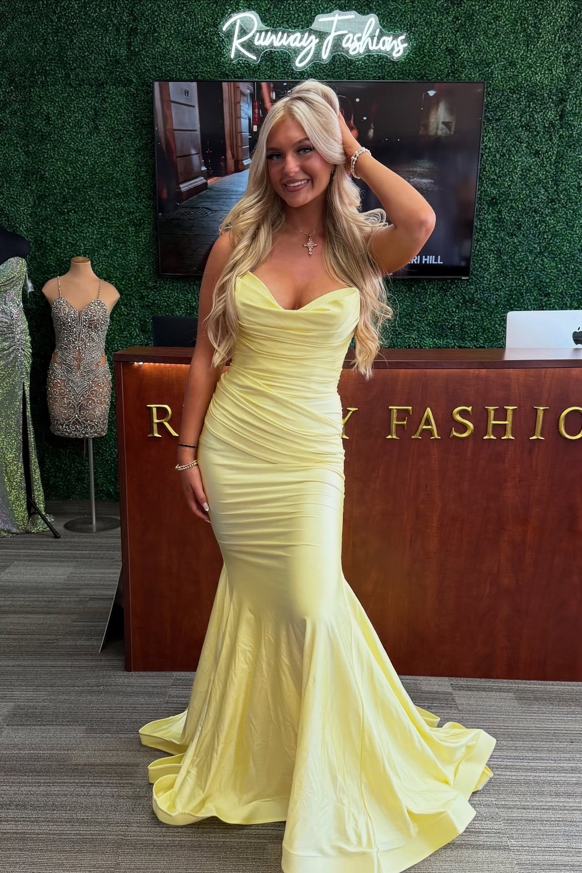 Yellow Sweetheart Bodycon Mermaid Dress