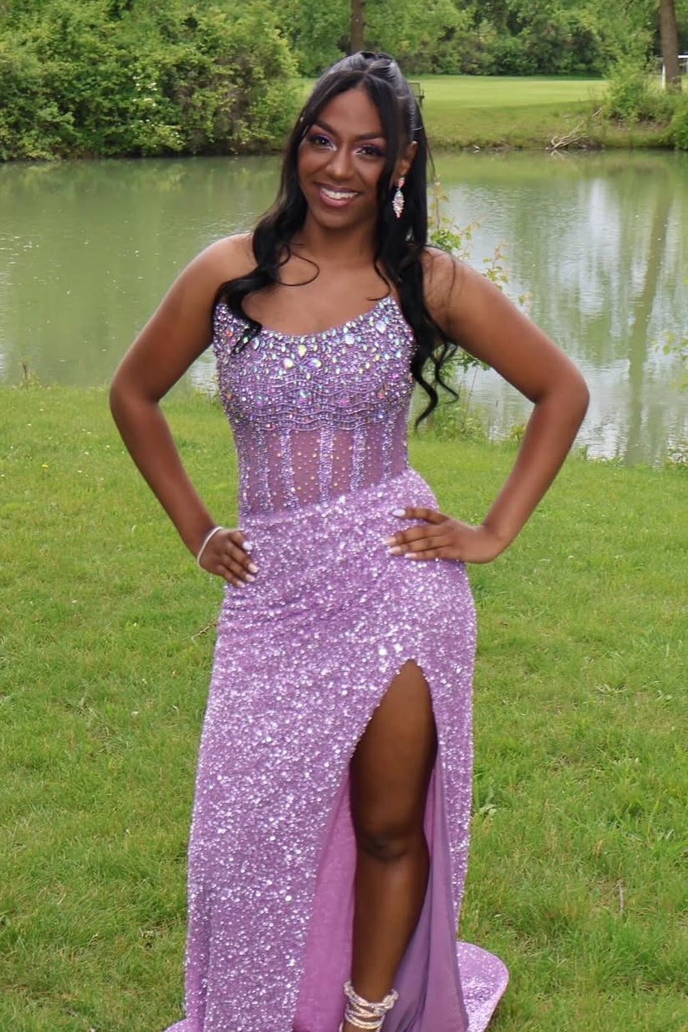 Purple Rhinestone Sequin Strapless Floor-length Dress – Dressesforparty