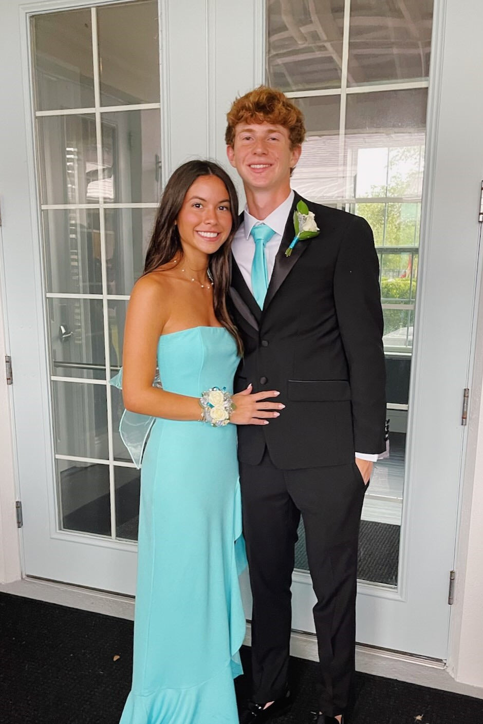 Cyan Asymmetric Ruffled Hem Long Dress