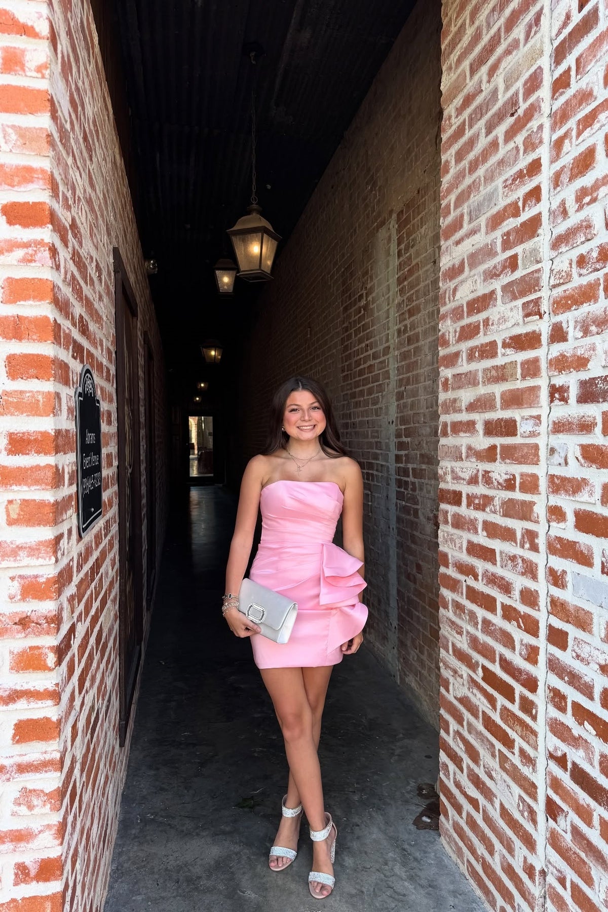 Light Pink Side Ruffle Train Mini Dress