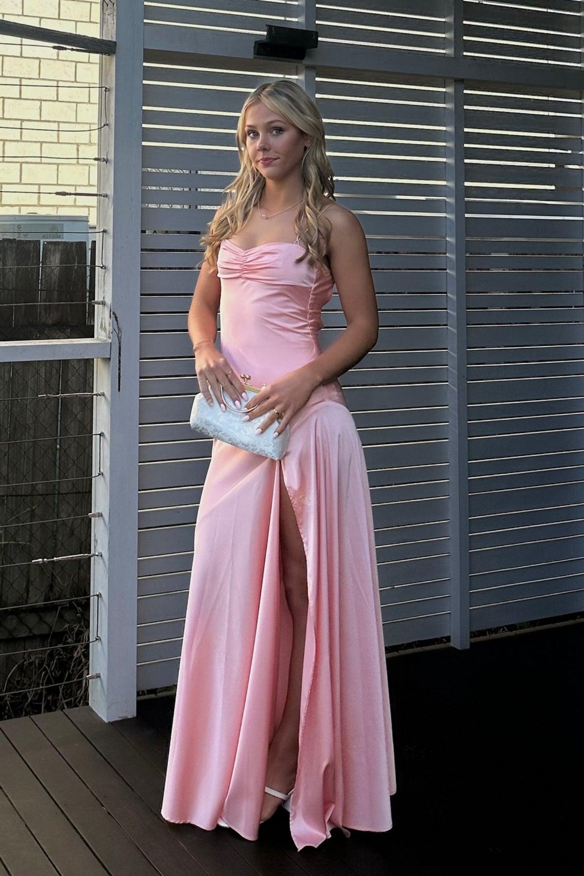 Light Pink Side Slit Long Dress Dressesforparty Light Pink Side Slit Long Dress Dressesforparty
