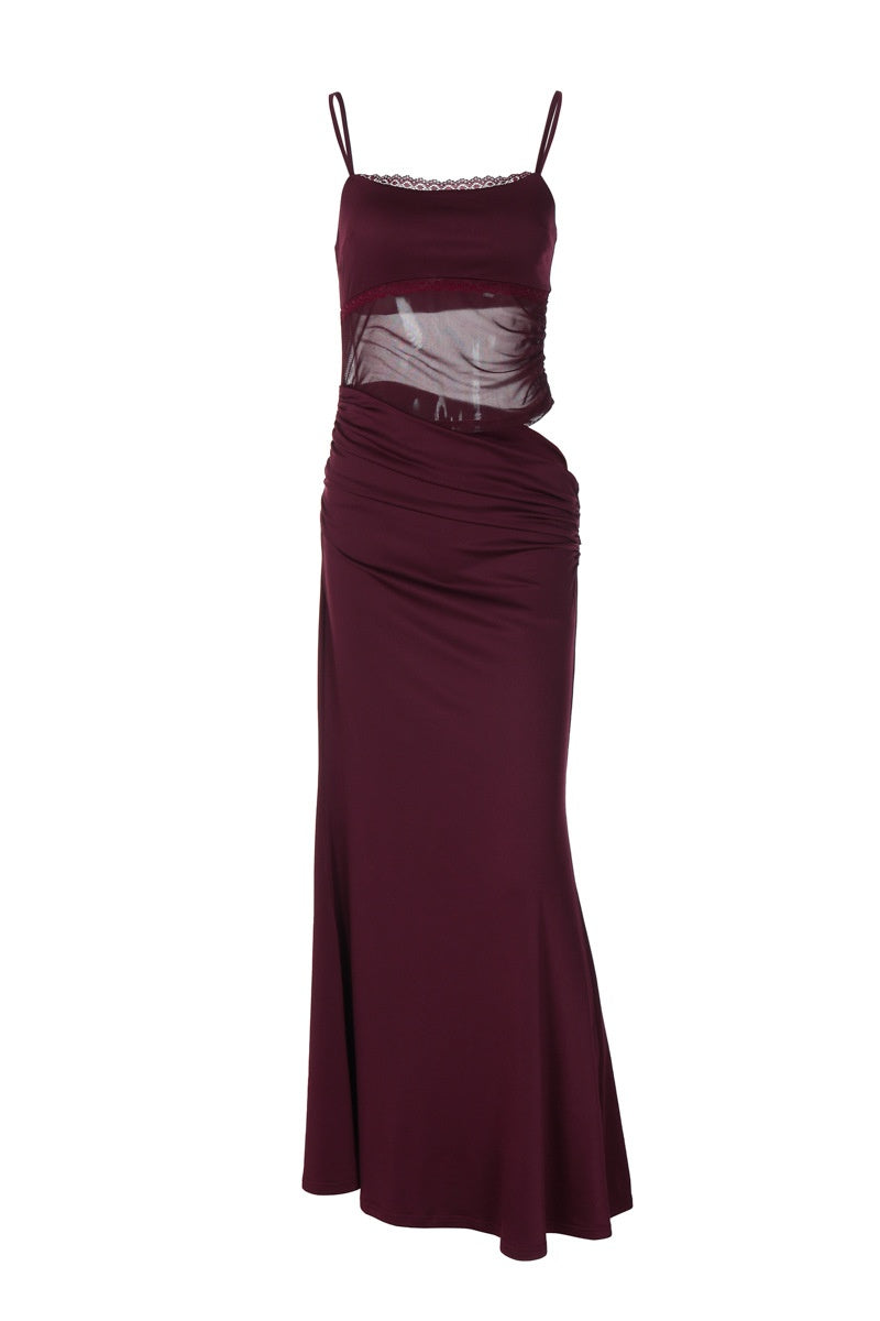 Burgundy Low Back Mermaid Dress