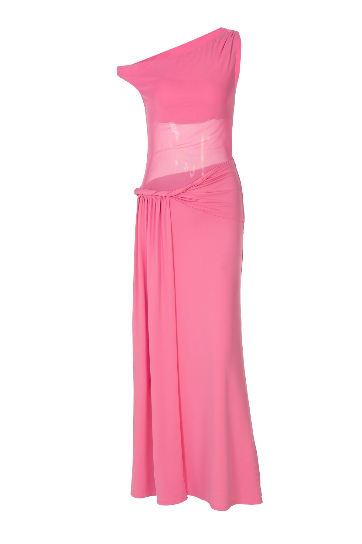 Hot Pink Fitted Long Dress