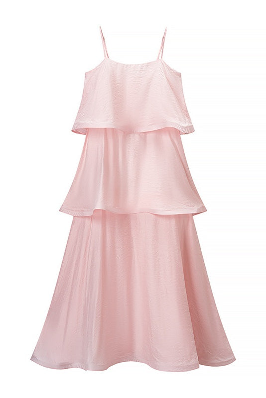 Light Pink Tiered Ruffle A-line Dress