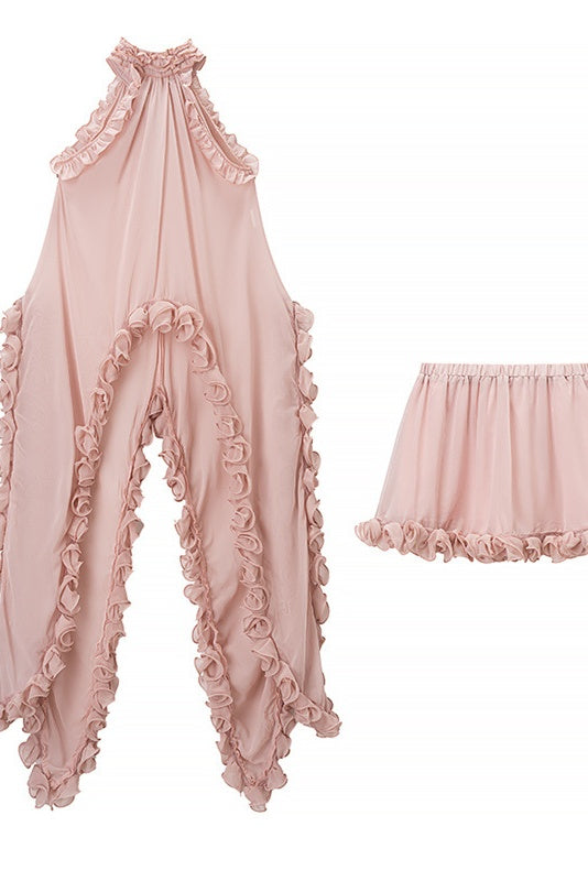 Dusty Rose Vest and Mini Skirt Set