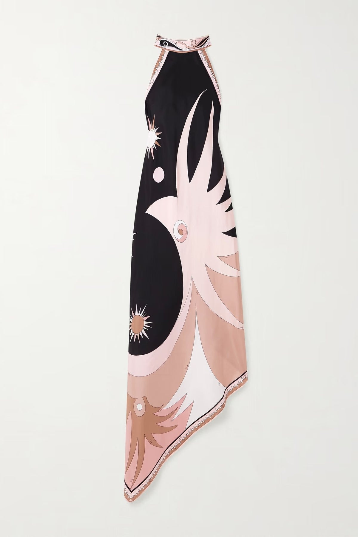 Black Printed Pattern Halter A-line Dress