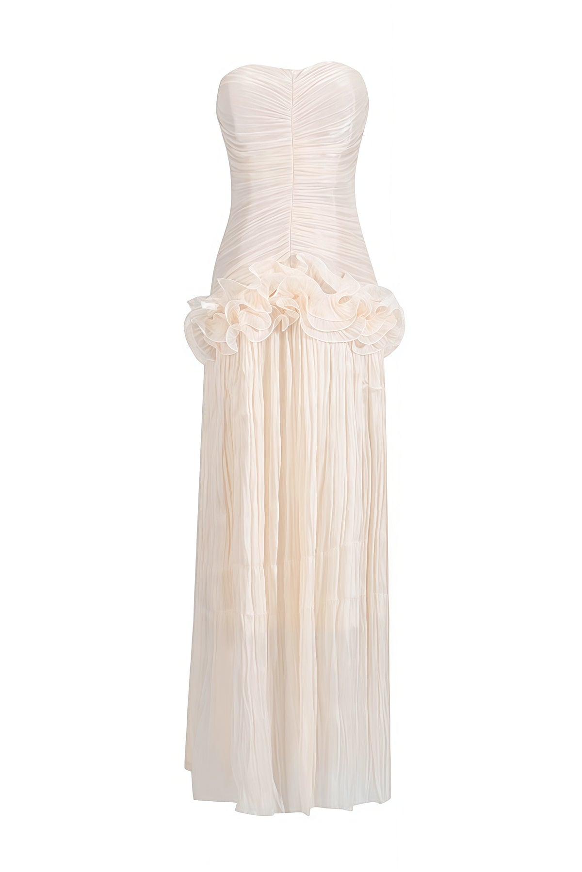 Apricot Strapless Bodycon Lettuce Long Dress