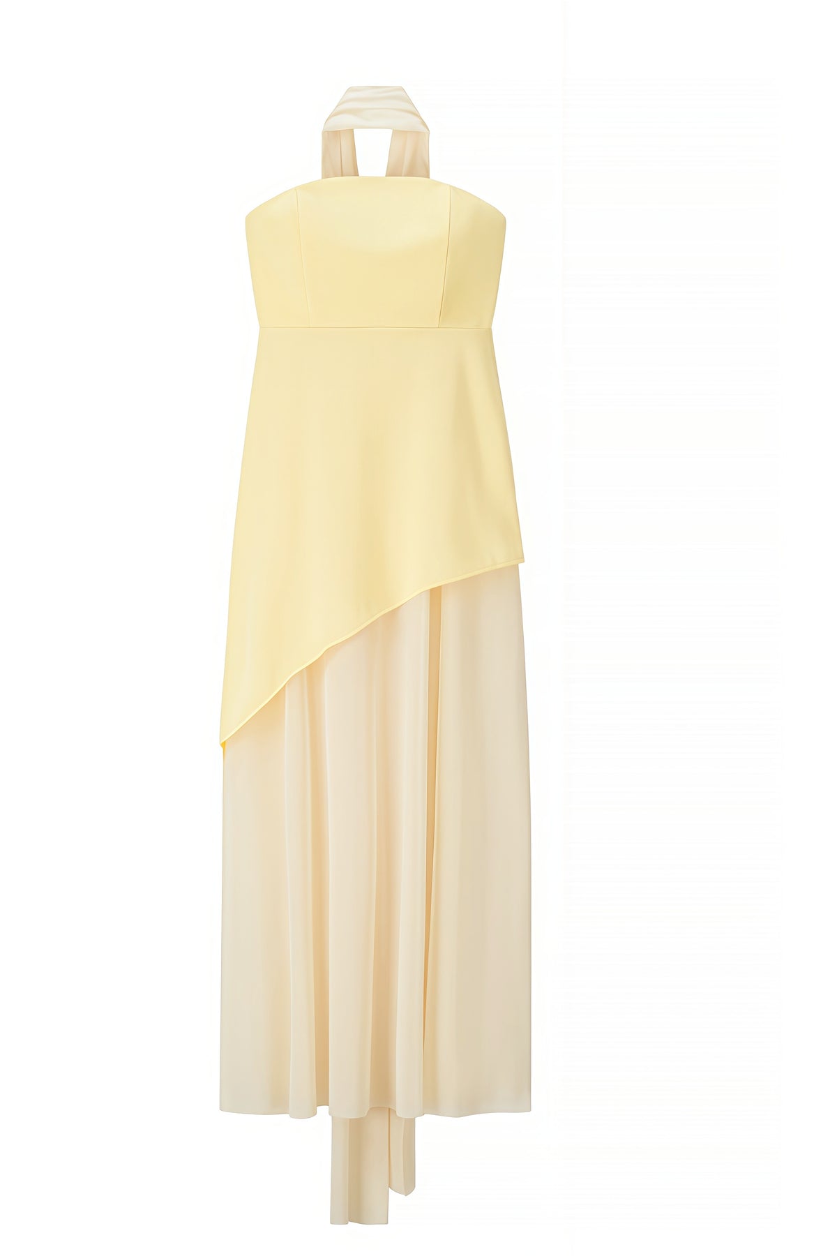 Yellow Halter Strapless High Side Slit Long Dress