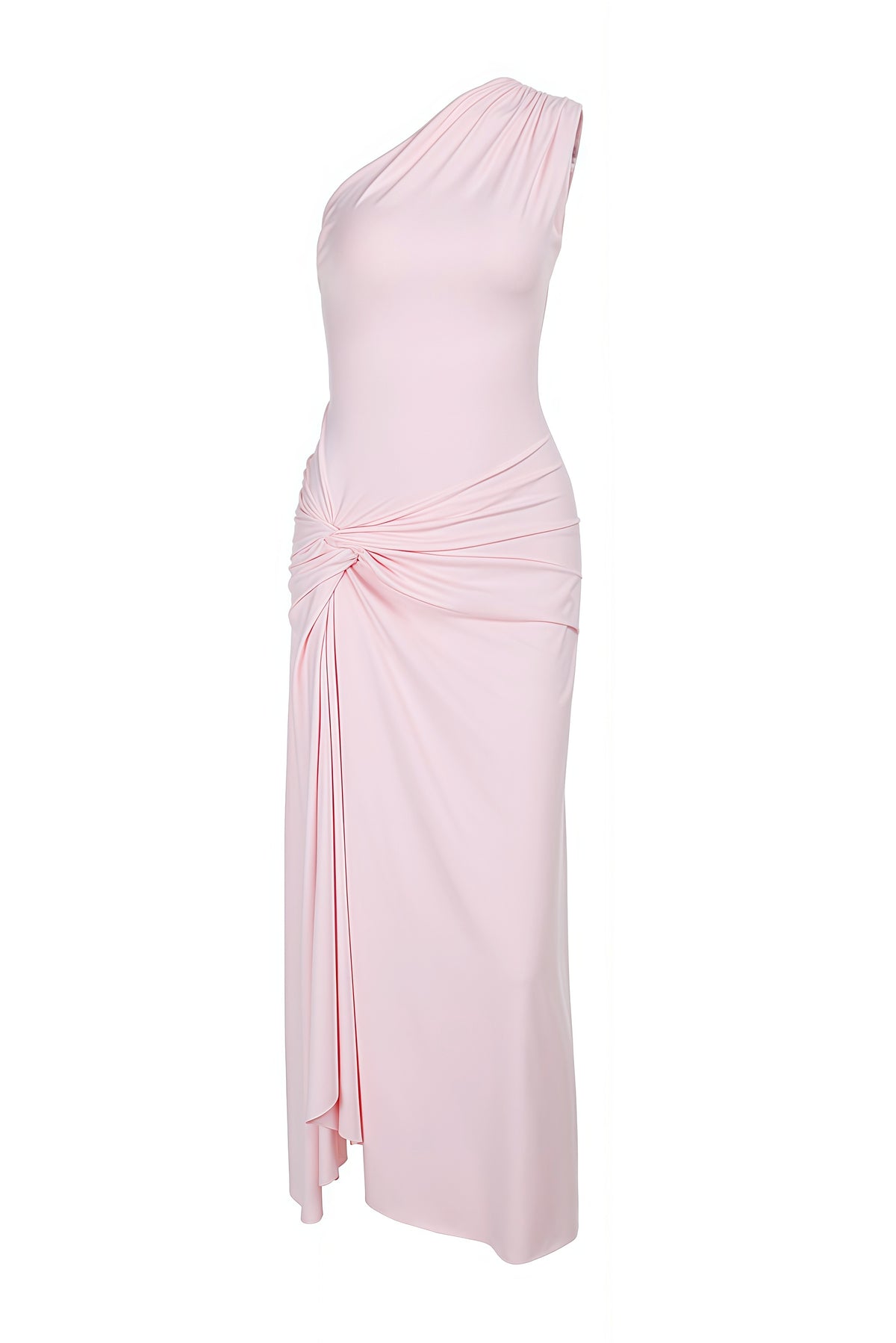 Light Pink One-shoulder Side Slit Dress