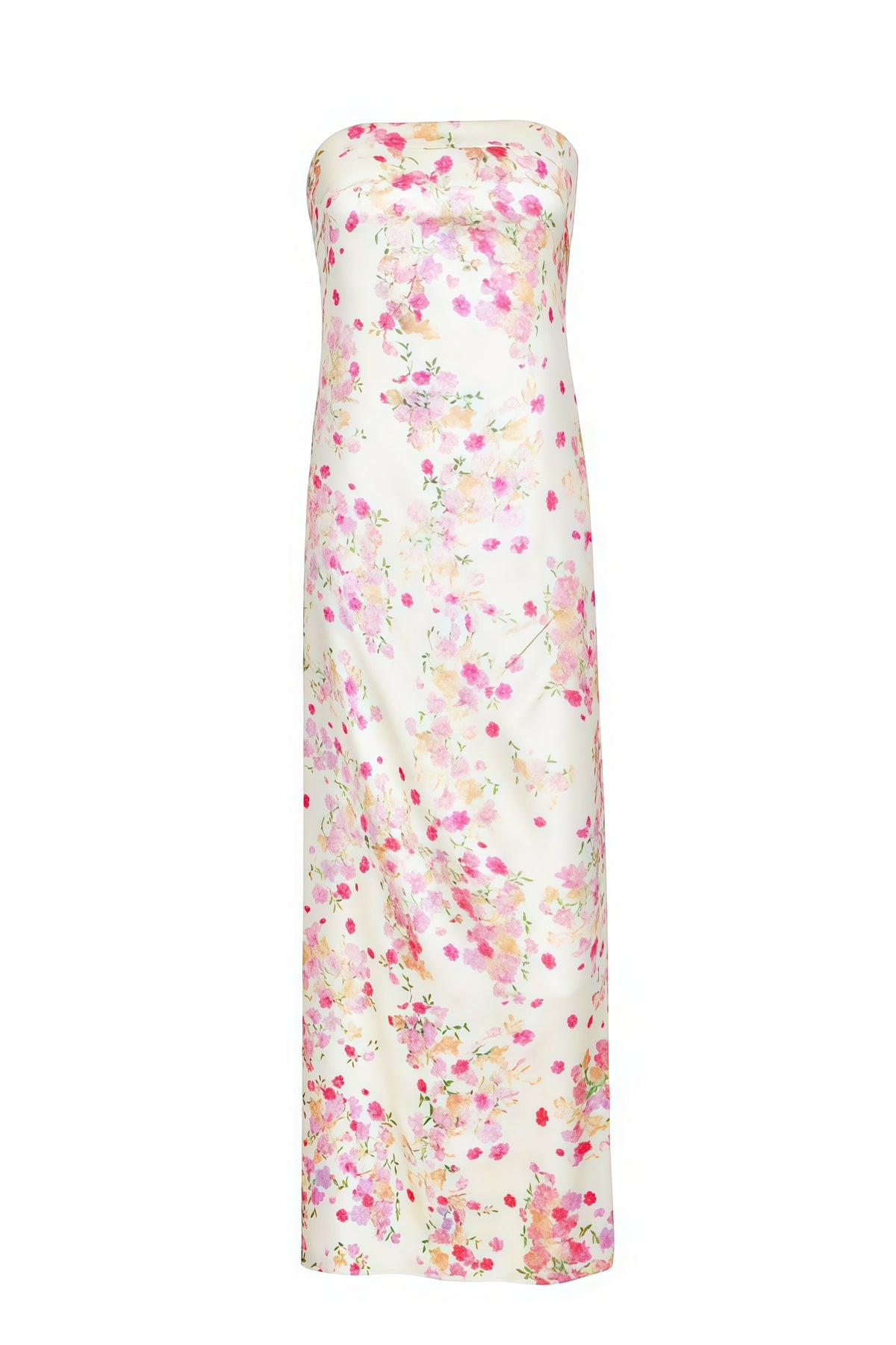 Strapless Fitted Floral Long Party Dress