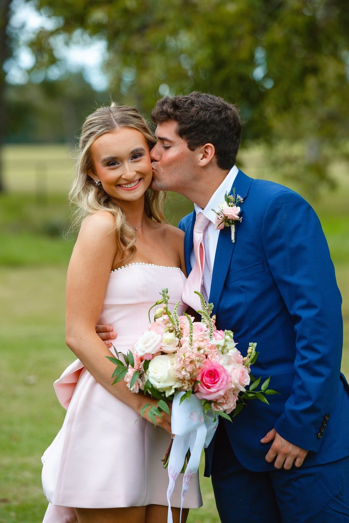 Strapless Light Pink Bow Tight Mini Dress