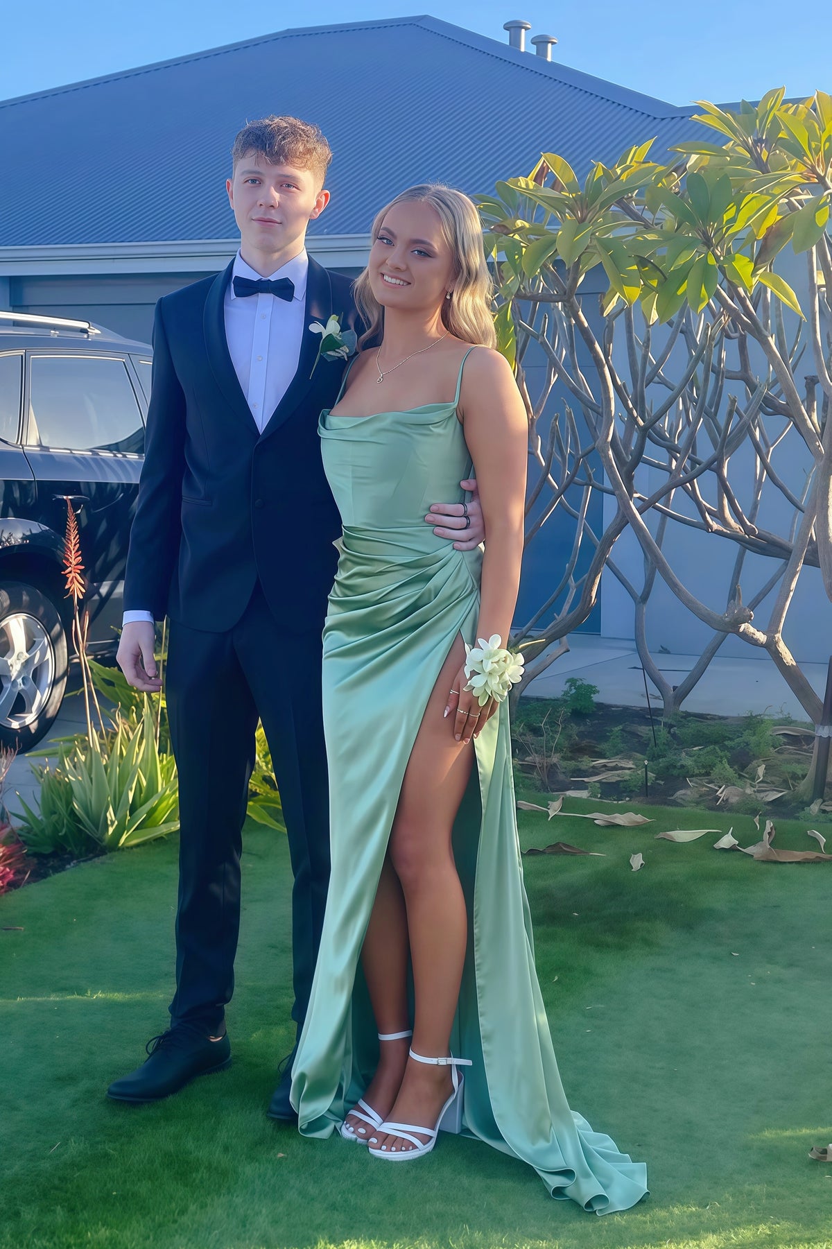 Light Green Cowl Neck Slit Long Dress Dressesforparty Light Green Cowl Neck Slit Long Dress Dressesforparty