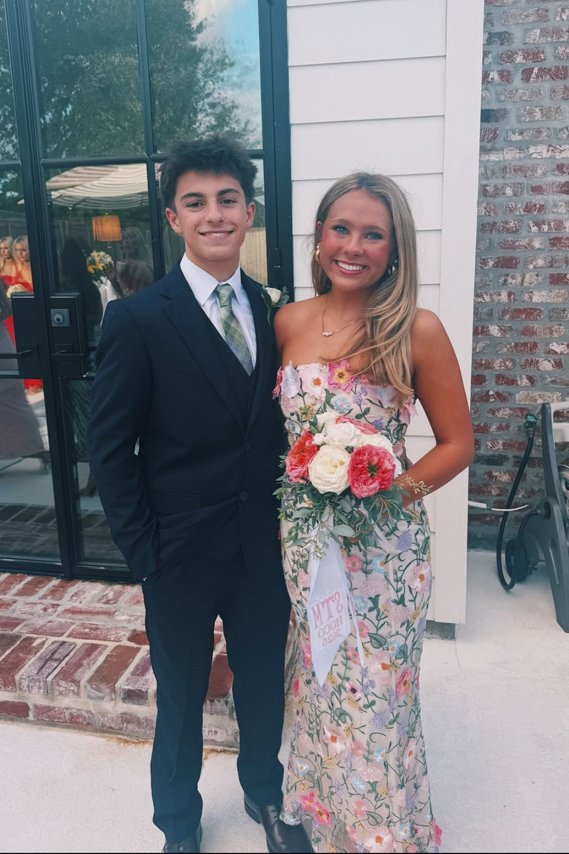 Strapless Floral Embroidery Fitted Long Dress