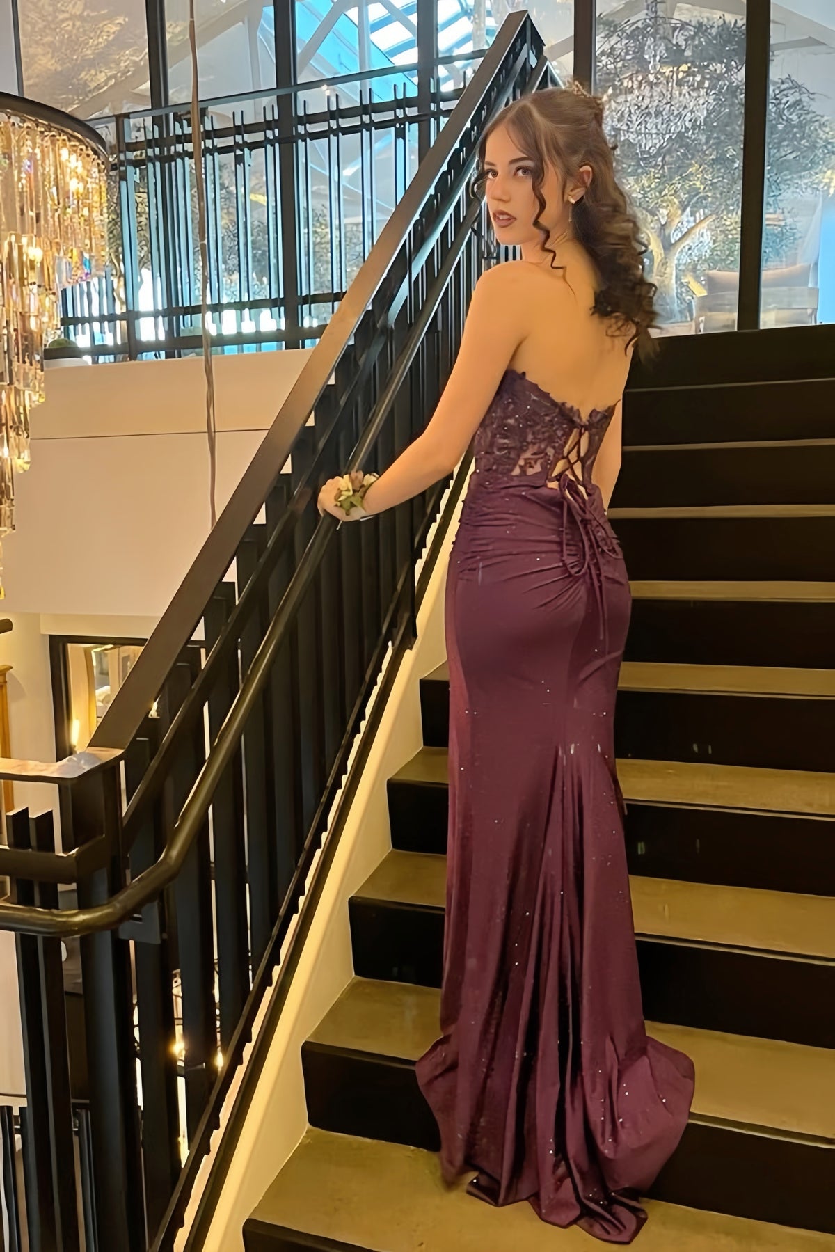 Sweetheart Grape Appliques Mermaid Dress