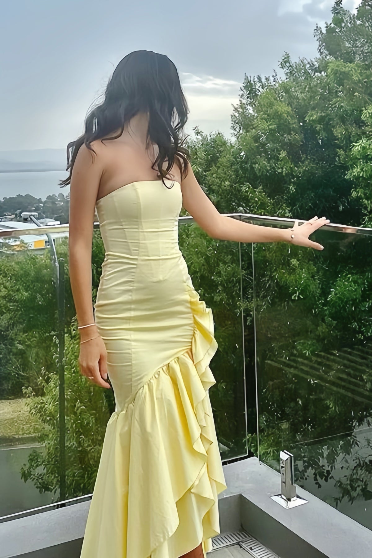 Light Yellow Asymmetrical Layered Slit Dress Dressesforparty Light Yellow Asymmetrical Layered Slit Dress Dressesforparty
