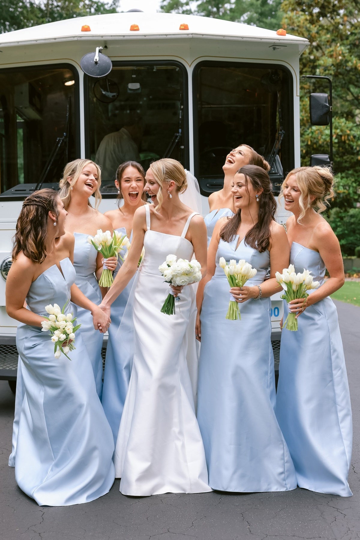 Light Blue Subtle V-cut A-line Bridesmaid Dress