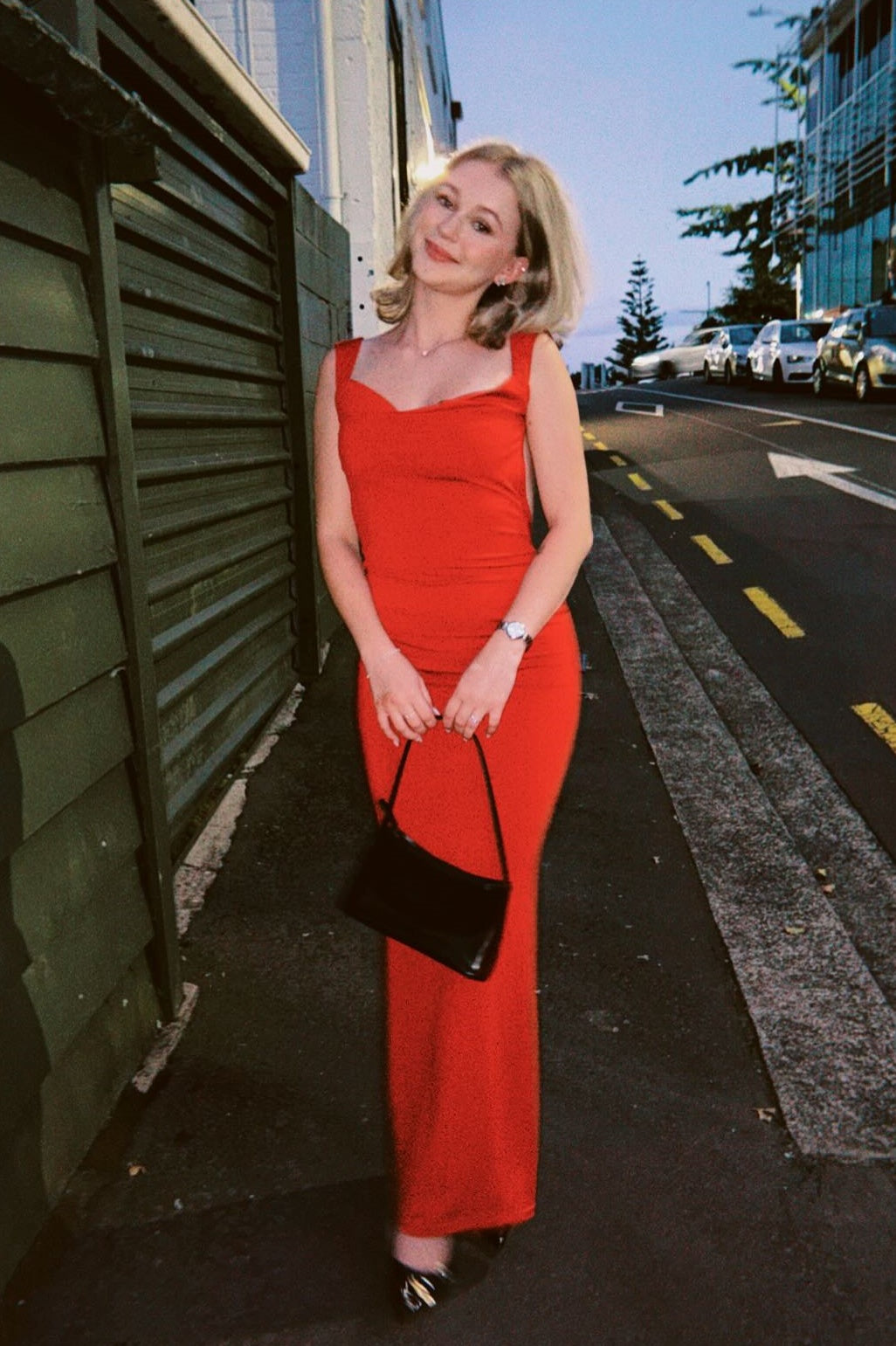 Fitted Red Backless Cowl Maxi Dress