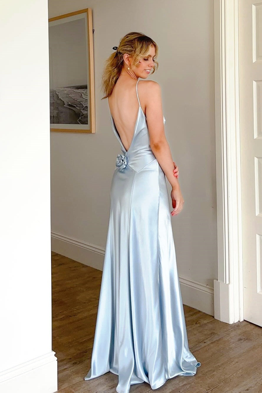 Light Blue Soft Satin A-line Long Prom Dress Dressesforparty Light Blue Soft Satin A-line Long Prom Dress Dressesforparty