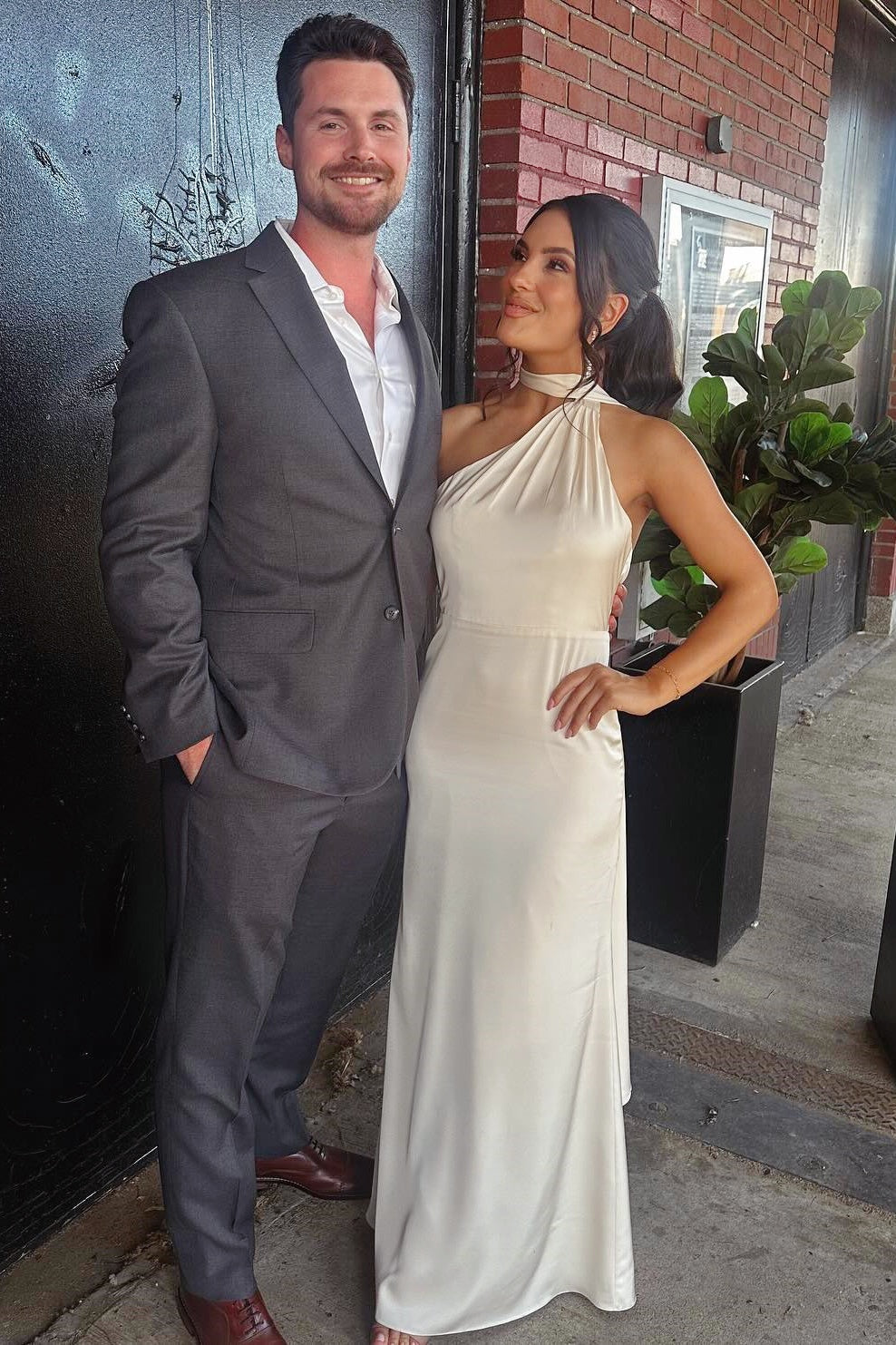 One-shoulder Halter Long Bridesmaid Dress