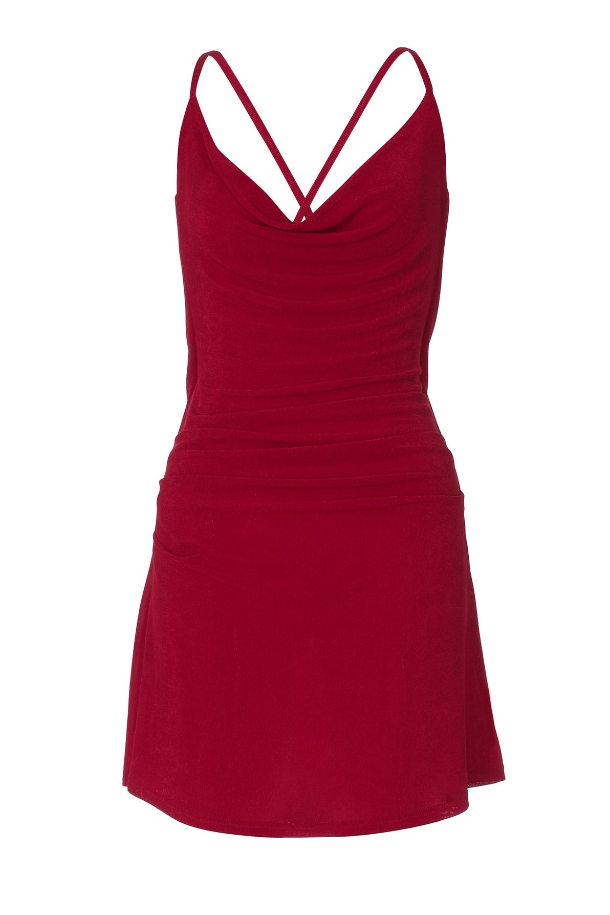 Red Cowl Neck Bodycon Mini Dress