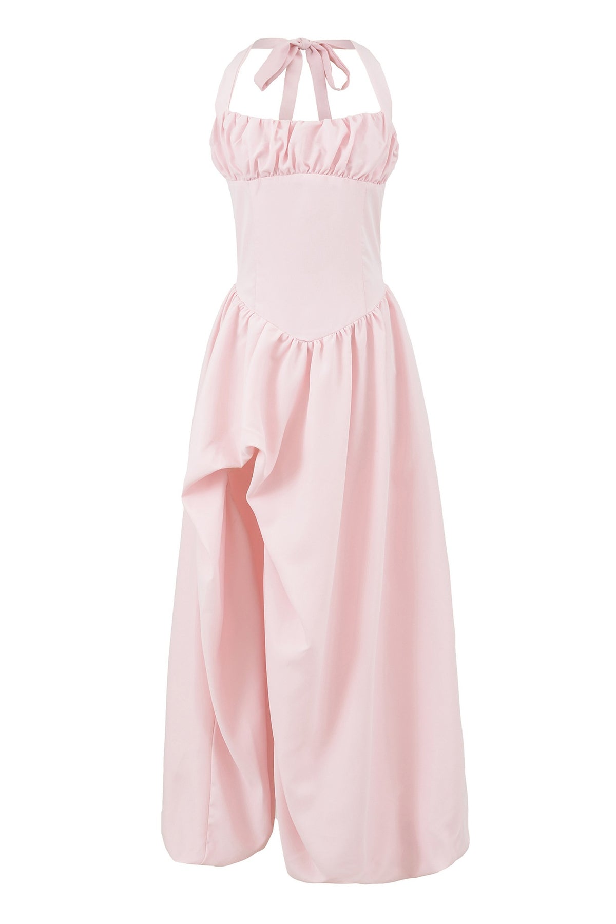 Halter TieBubble Long A-line Dress