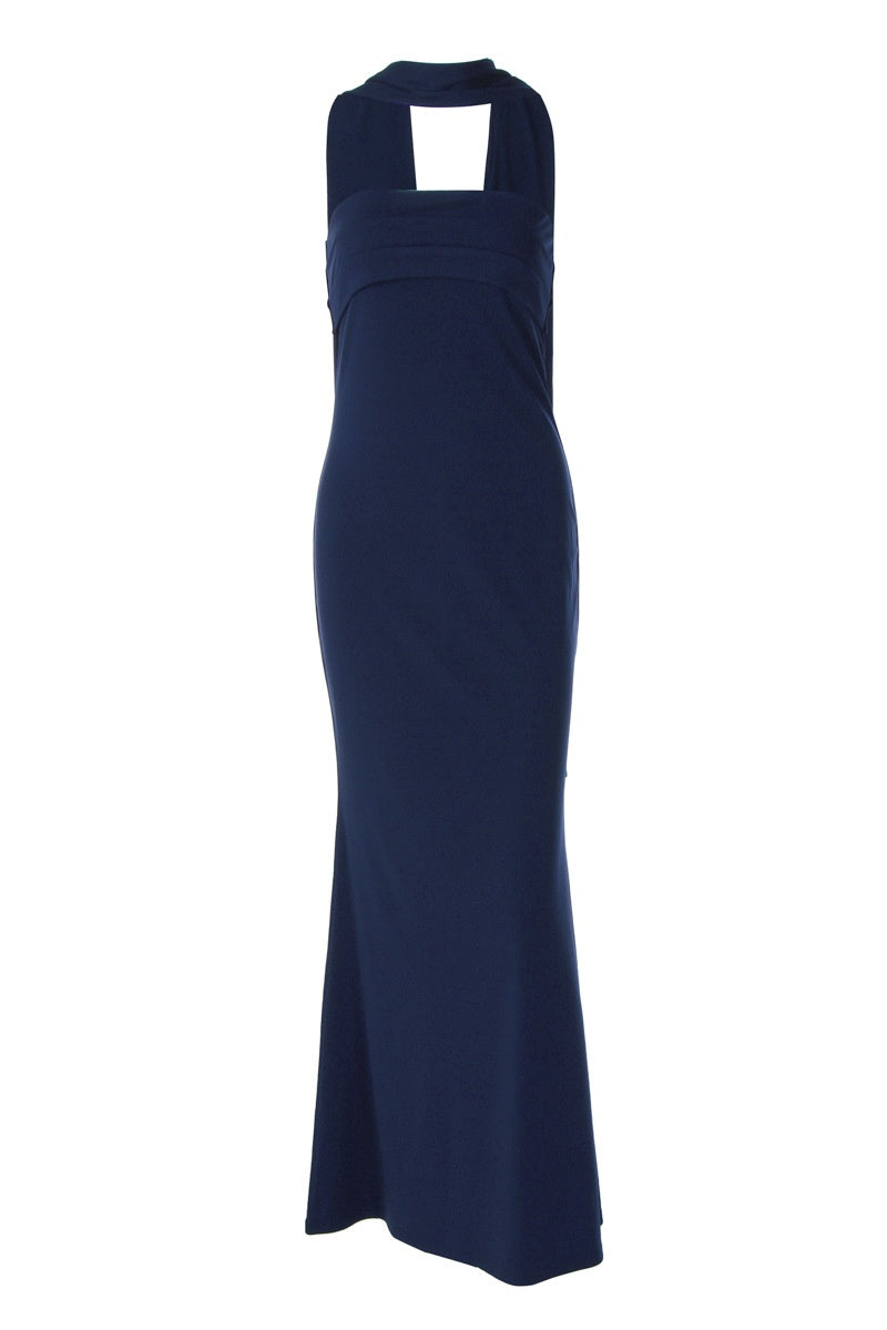 Strapless Halter Ribbon Maxi Dress