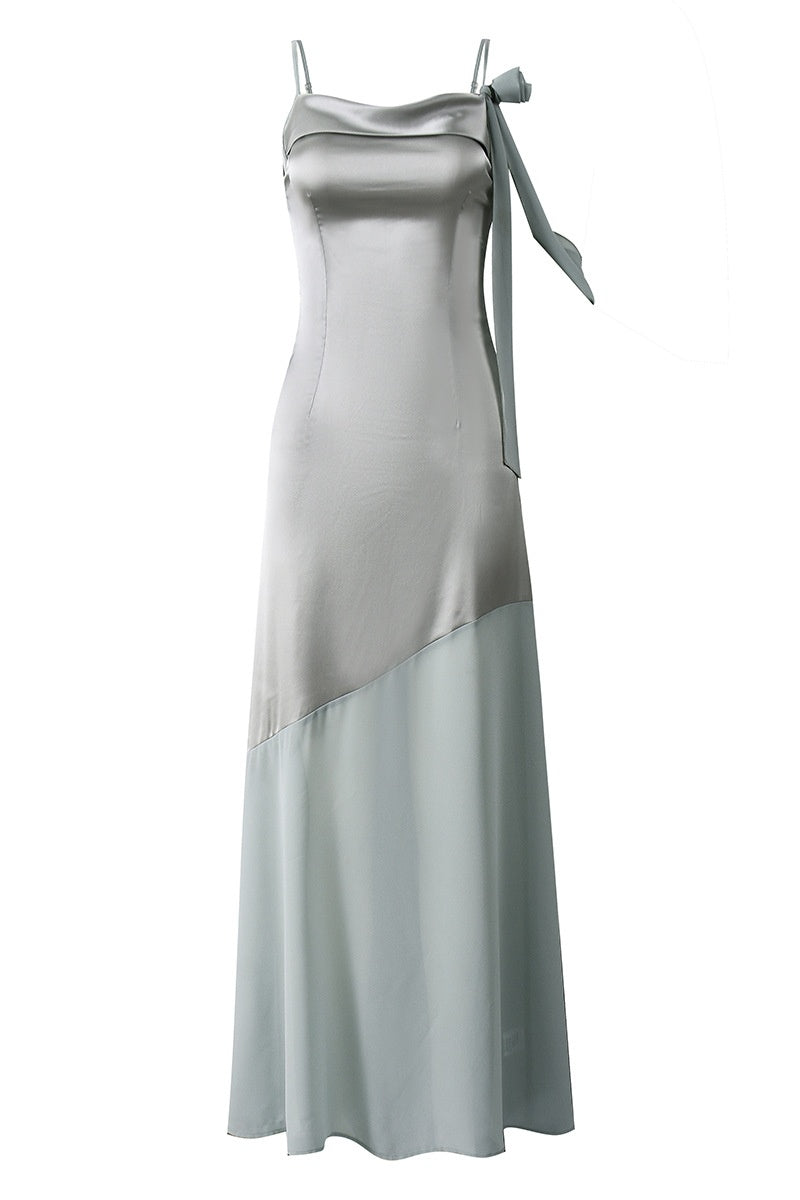 Sage Green Spaghetti Straps A-line Long Dress