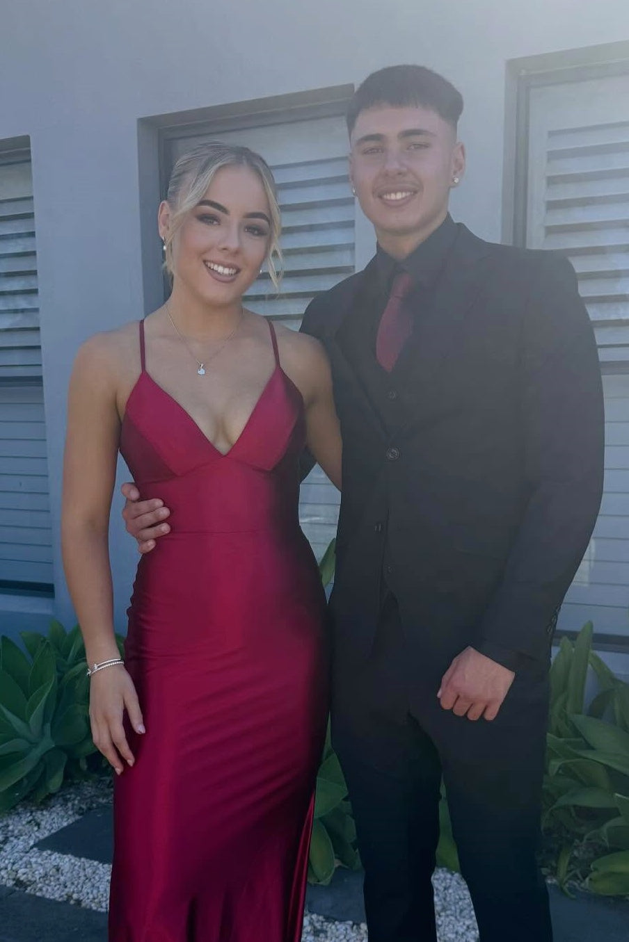 V-neck Mermaid Open Back Long Dress