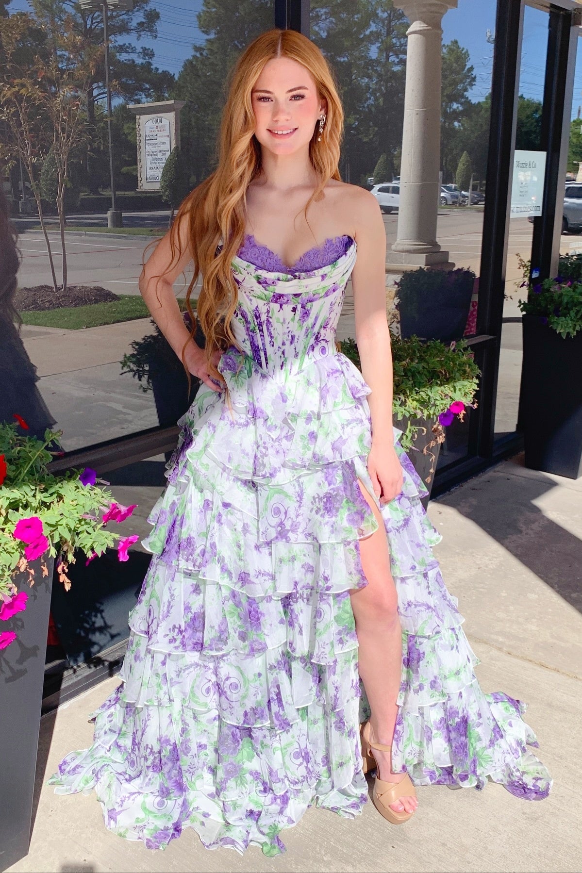 Sweetheart Floral Embroidered A-line Prom Dress