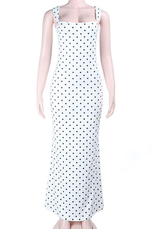 White Satin Bow Polka-dot Mermaid Dress