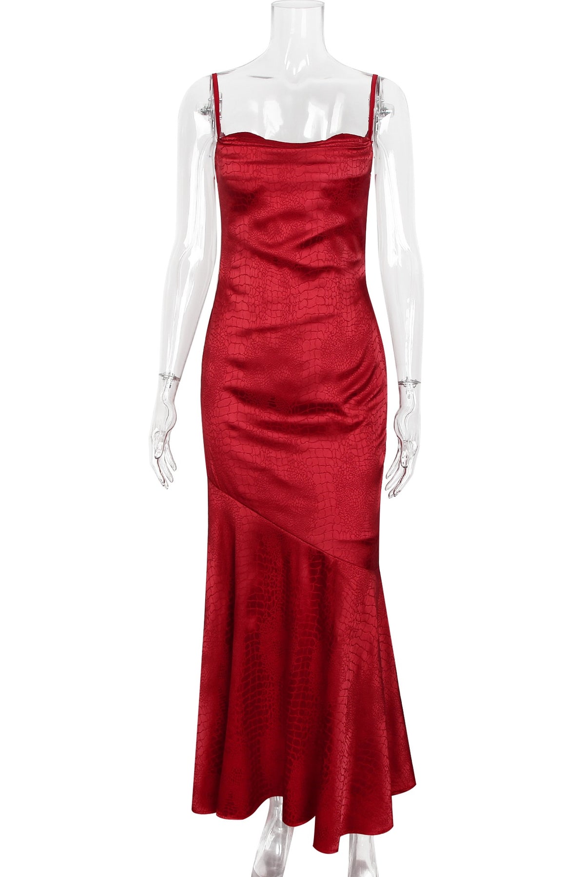 Satin Spaghetti Strap Long Mermaid Dress