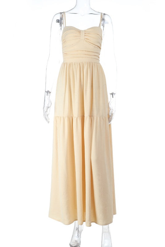 Light Yellow Spaghetti Straps A-line Dress