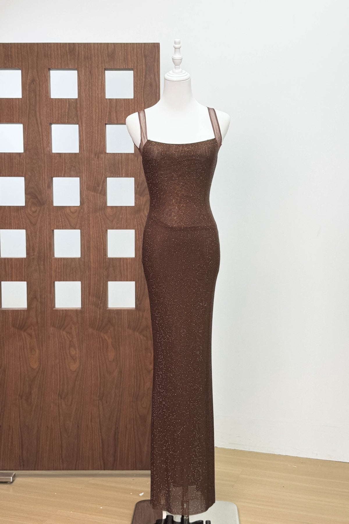 Hotfix Rhinestones Open Back Long Dress