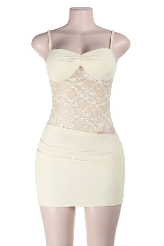 Bodycon Spaghetti Straps Lace Mini Dress