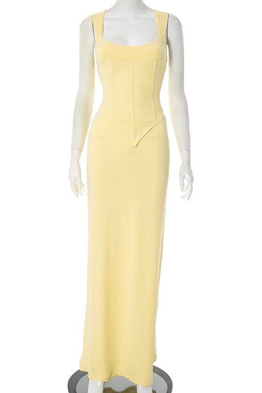 Yellow Square Slim Fit Two-Piece Set