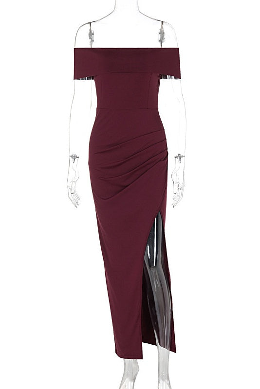 Side Slit Off-the-shoulder Long Dress