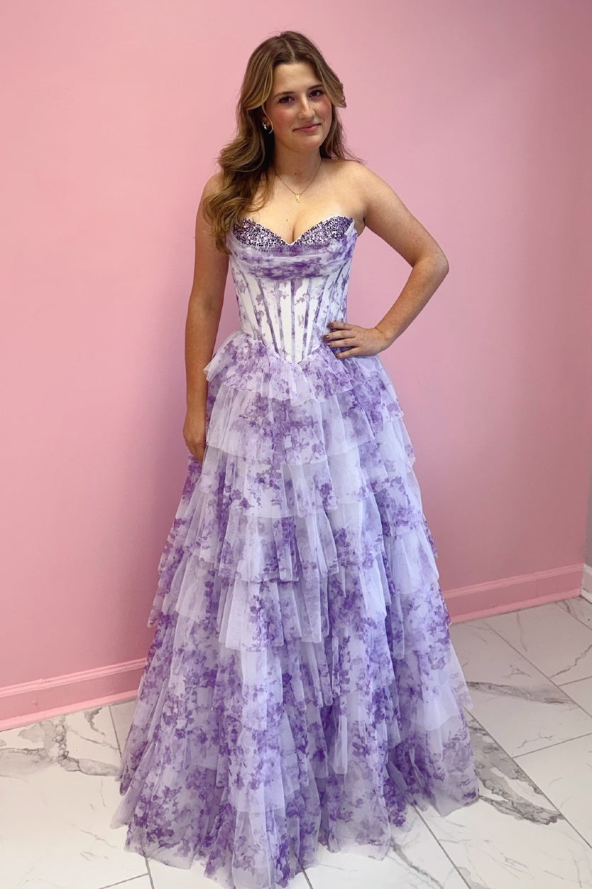 Sweetheart Floral Beaded A-line Prom Dress – Dressesforparty
