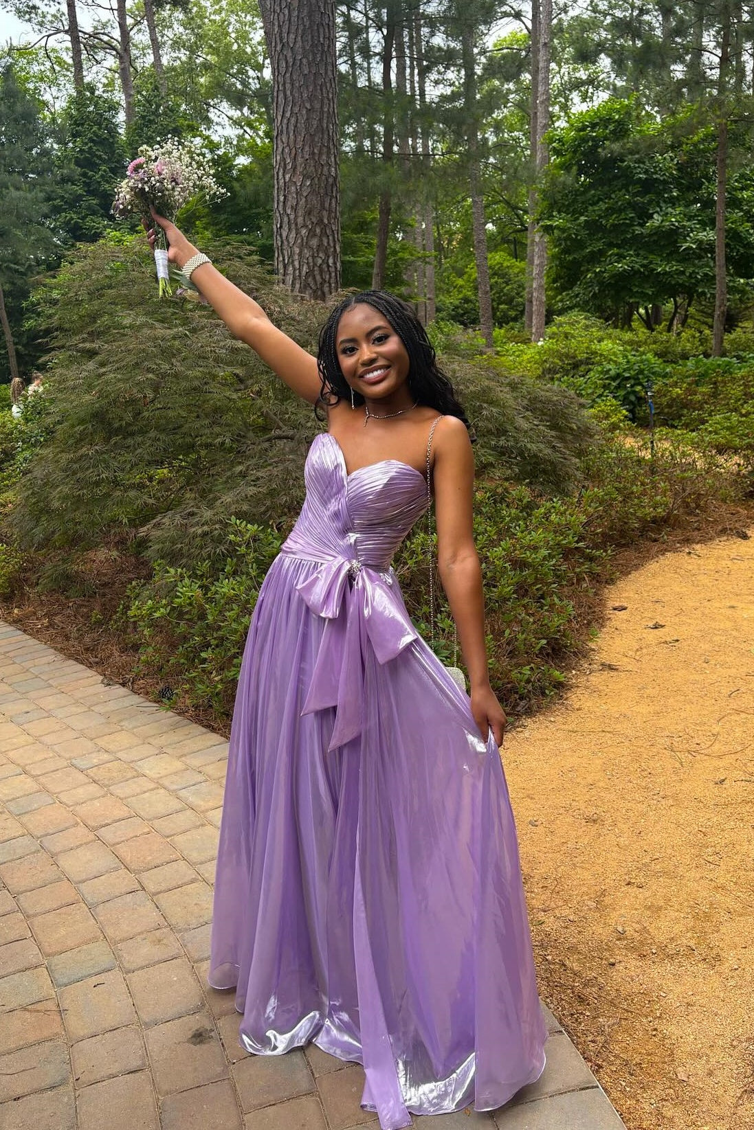 Orchid Sweetheart Bow A-Line Dress