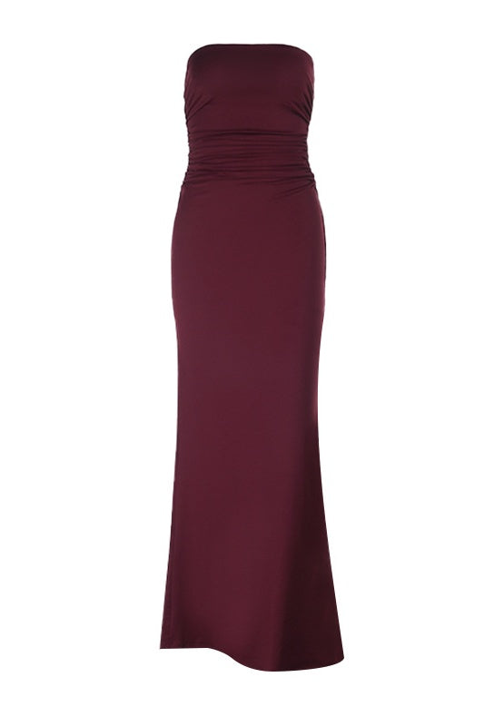 Bodycon Tube Top Ruched Printed Dress