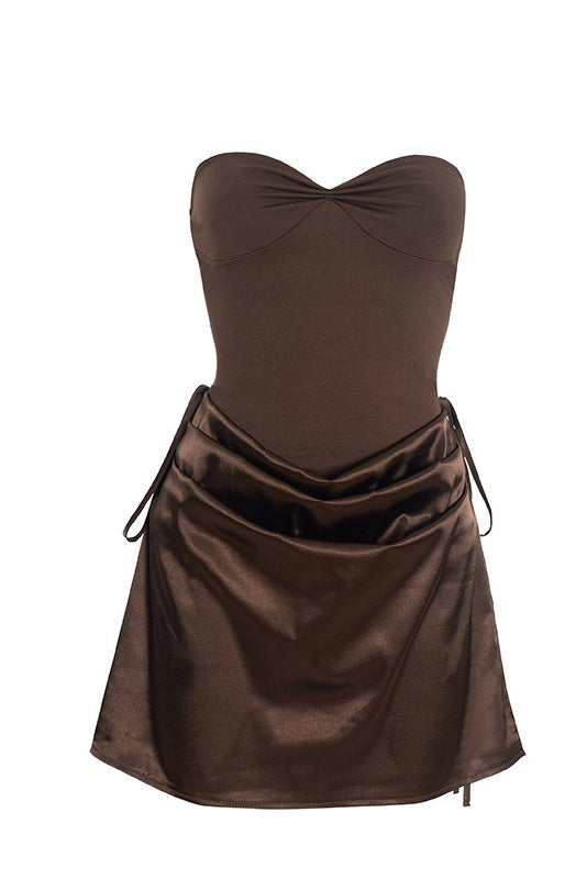 Brown Sweetheart A-line Mini Dress