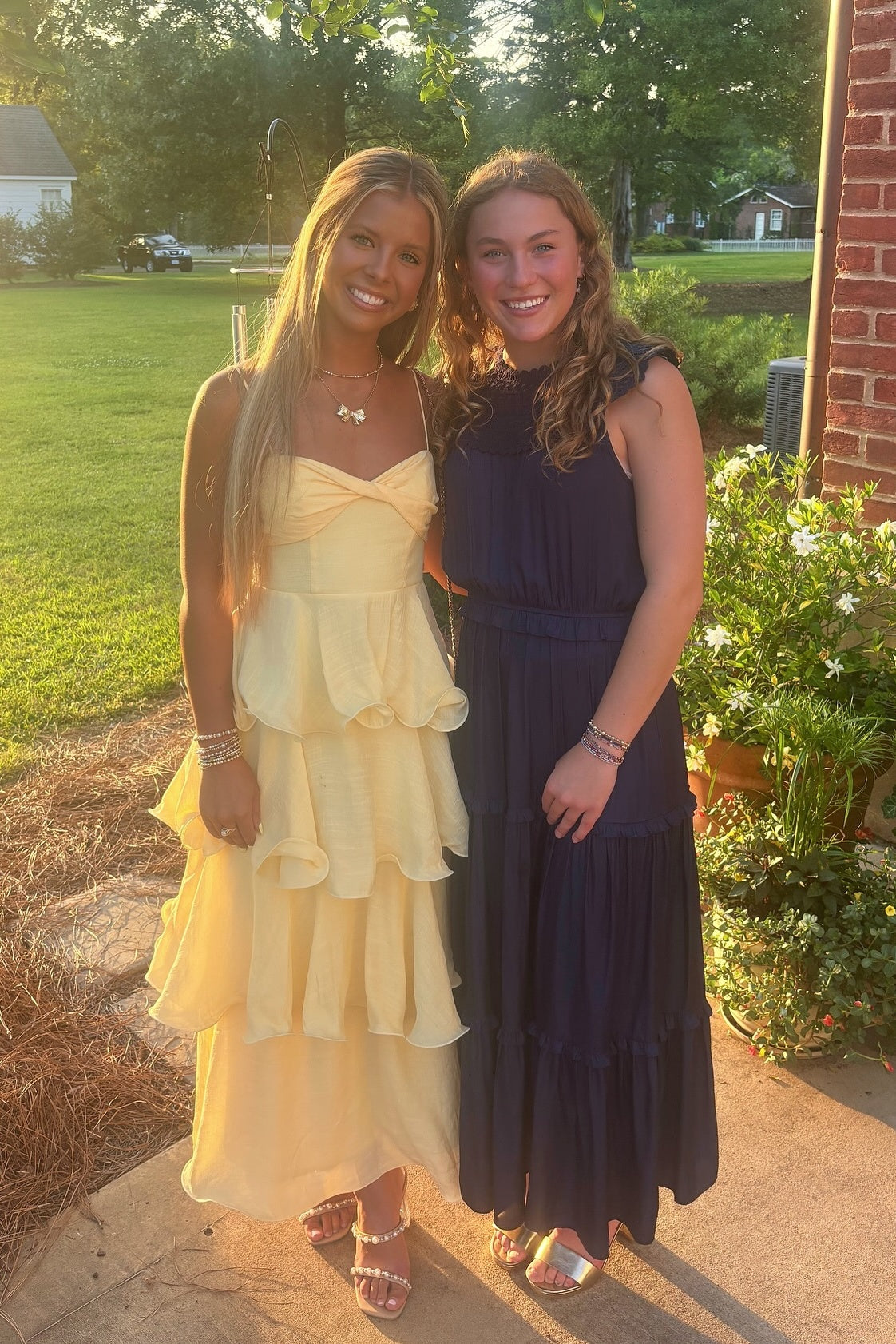 Yellow Twist A-line Tiered Maxi Dress