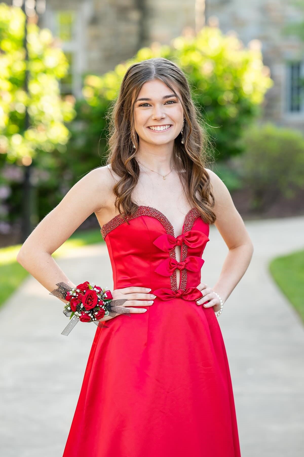 Red Beaded Bows Sweetheart Neckline Long Dress Dressesforparty Red Beaded Bows Sweetheart Neckline Long Dress Dressesforparty