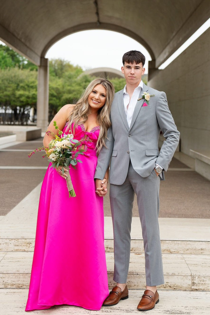 long dress with bows Melty Kisses Bow Back Maxi Dress Pink