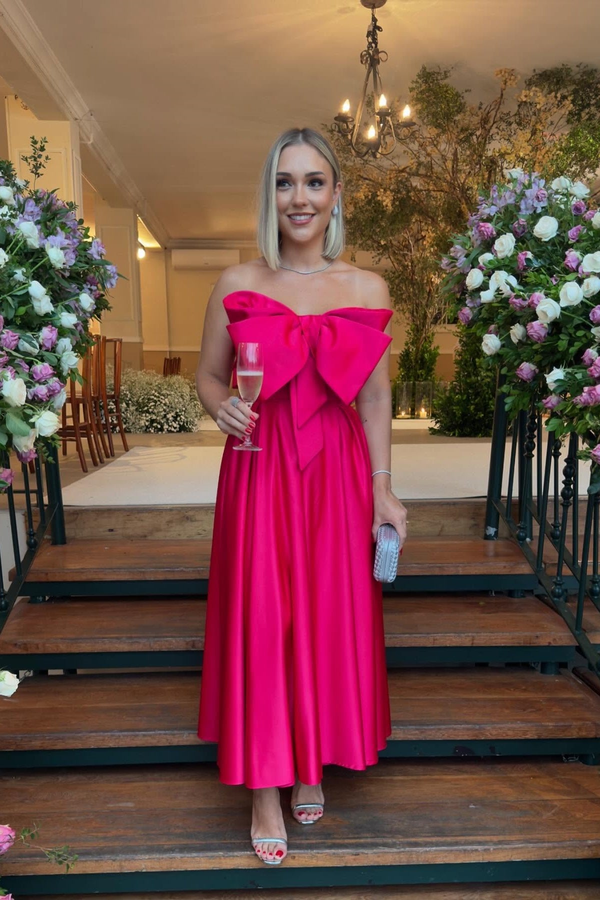 Strapless Rose Bow A-line Long Dress